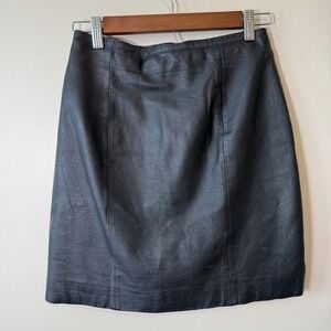 Wilsons Leather Vintage Black Mini Skirt Womens Size 6 Genuine Leather Lined